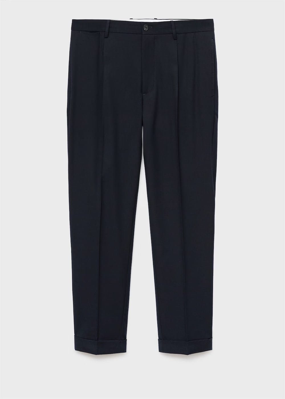 Regular-fit pleated flannel trousers